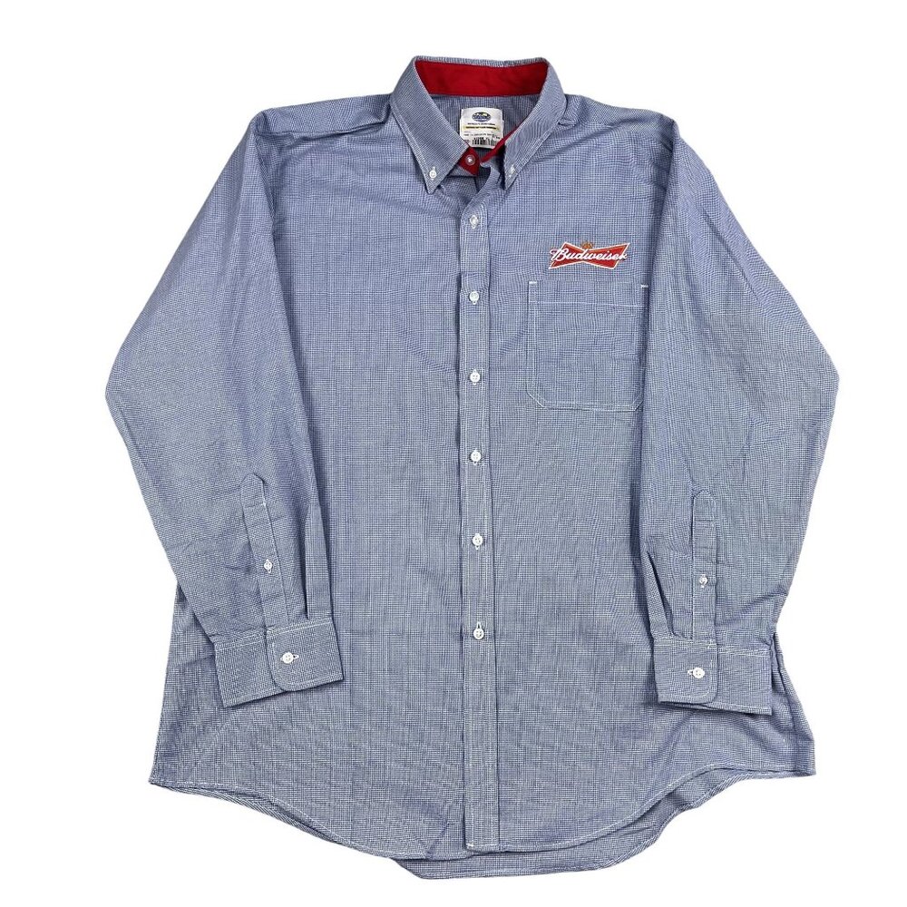Budweiser Button Down Shirt Mens Blue Shirt Sz XL